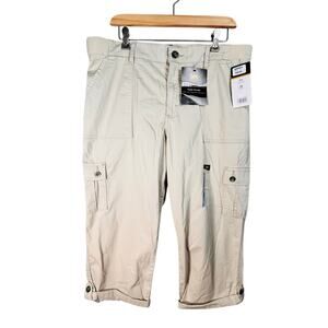 Lee Capri Womens Size 16 Relaxed Fit Mid Rise Flex-To-Go Comfort Waist Khaki New